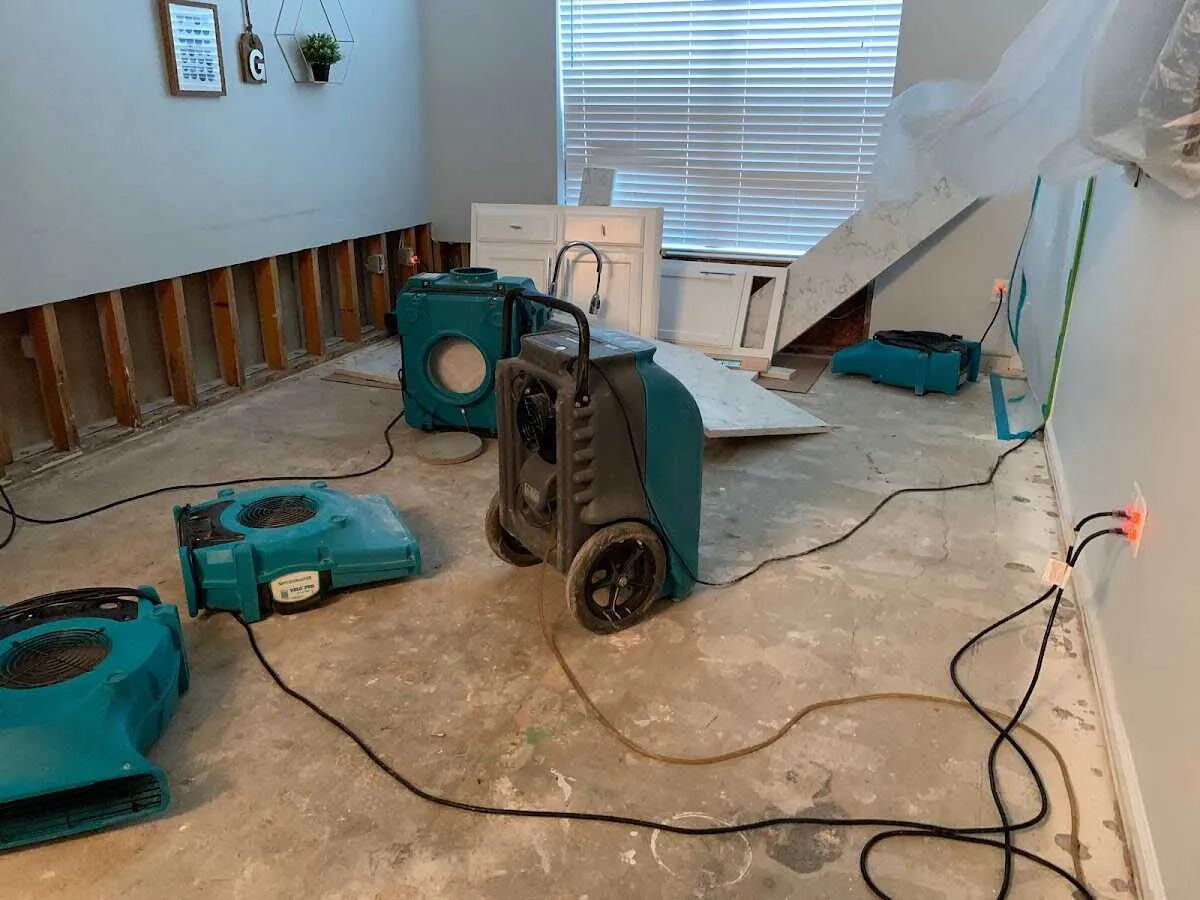 Dehumidifier in flood-cut room for Water Extraction & Removal in Lucas